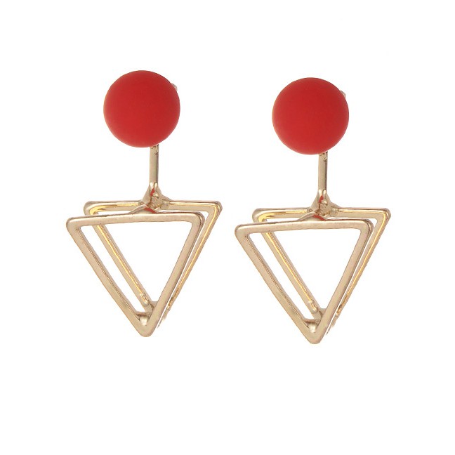 LRC Anting Fashion Triangle Shape Decorated Earrings