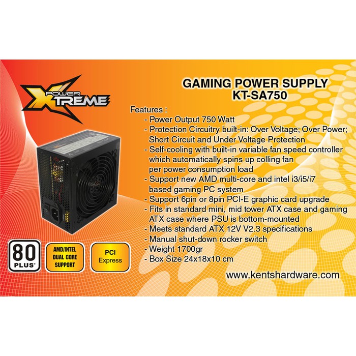 Power supply gaming PSU XTREME 750w 80 plus 750 watt 80plus