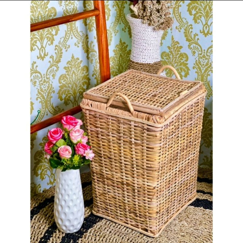 Keranjang Baju Kotor Bahan Rotan Tutup / Laundry Basket Rottan