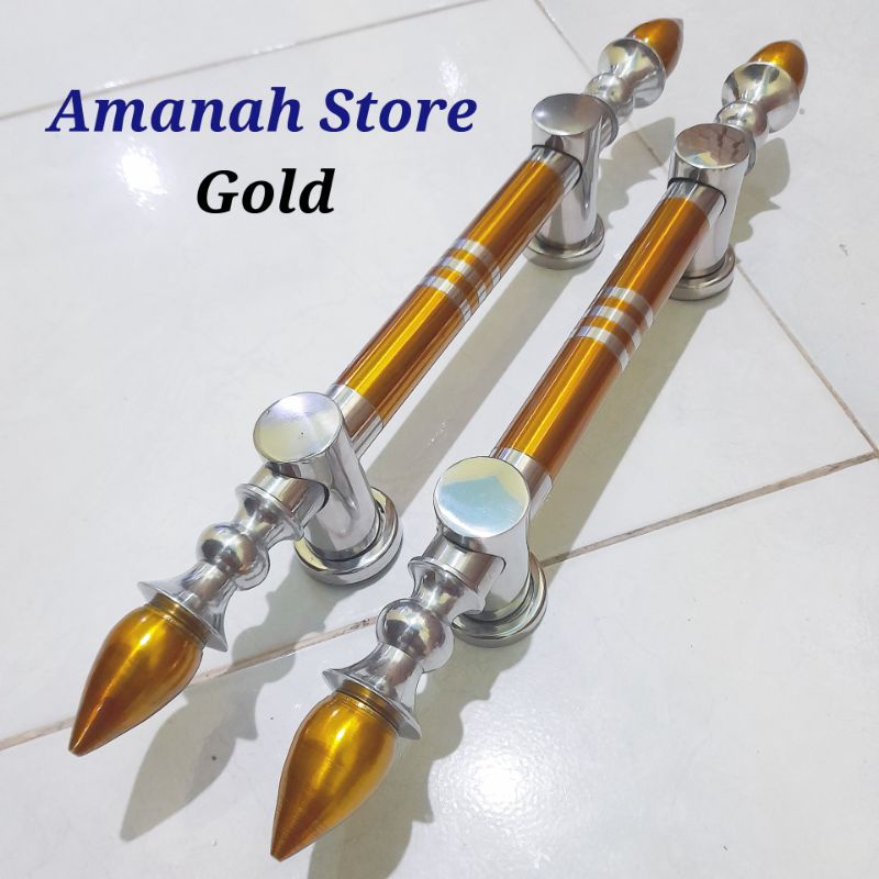 COD BISA - Gagang pintu rumah stainless monas Gold 45cm handle pintu Rumah 1 set gembok kunci