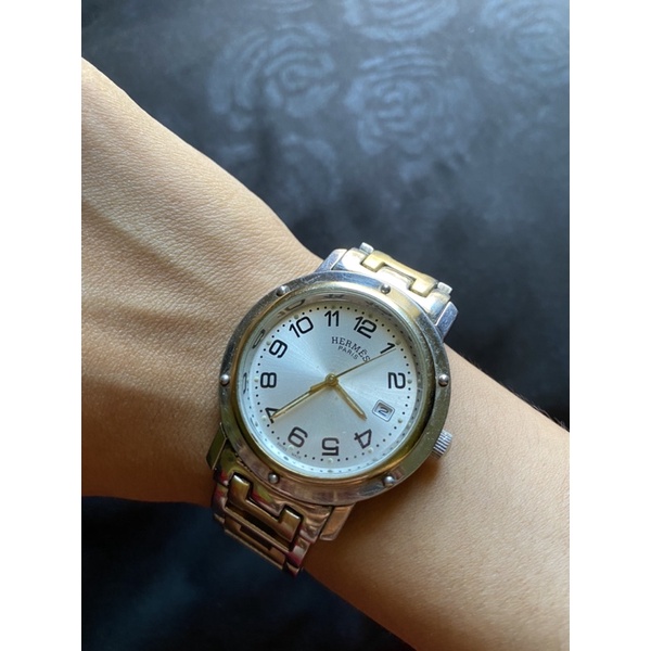 HERMES two toned clipper date watch 36mm (preowned)
