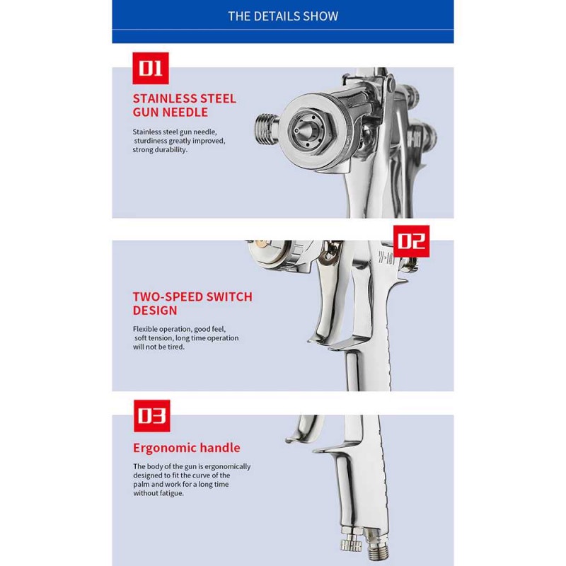 Spray Gun Tabung Atas Pneumatic Alat Semprot Cat Airbrush 1.0mm