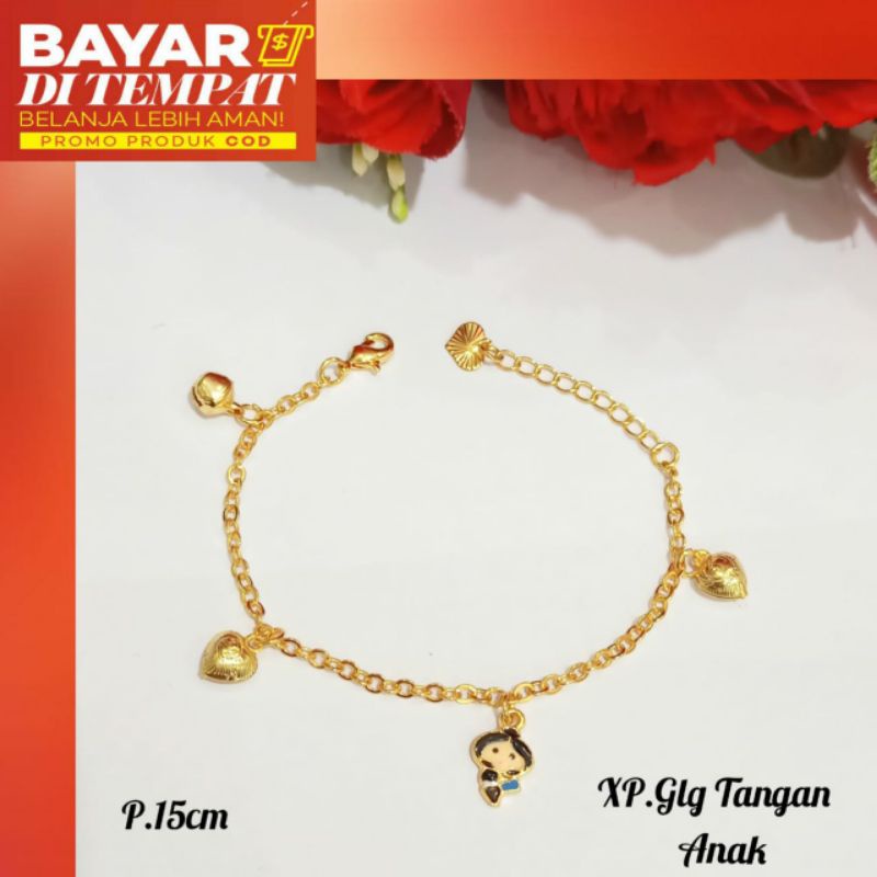 Gelang Jurai Anak Motif Kartun lucu gold,tidak karat