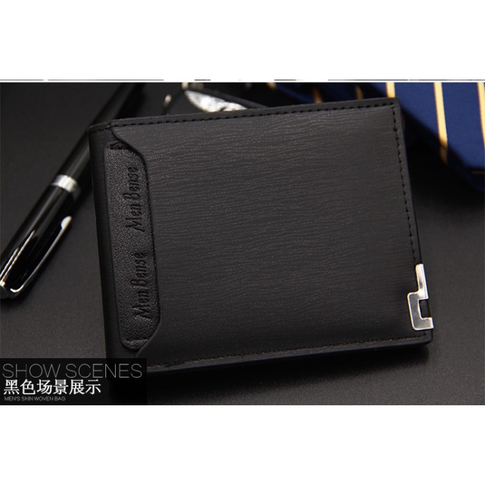 MB079 - DOMPET LIPAT PENDEK KULIT KARTU PRIA WANITA PREMIUM IMPORT - BLACK