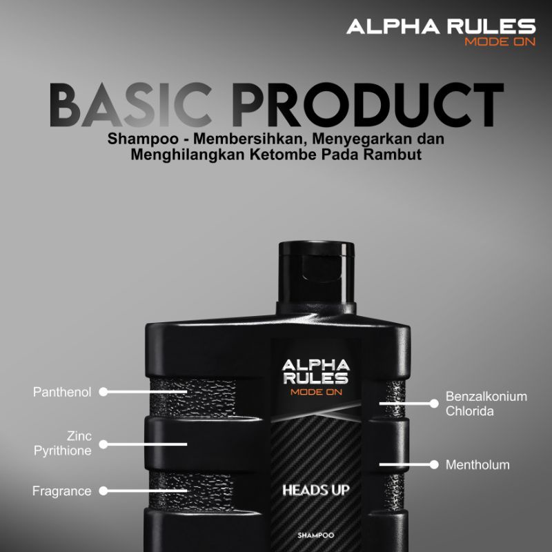 ALPHA RULES MODE ON HEADS UP SHAMPOO PRIA 250ML ORIGINAL ALPHARULES