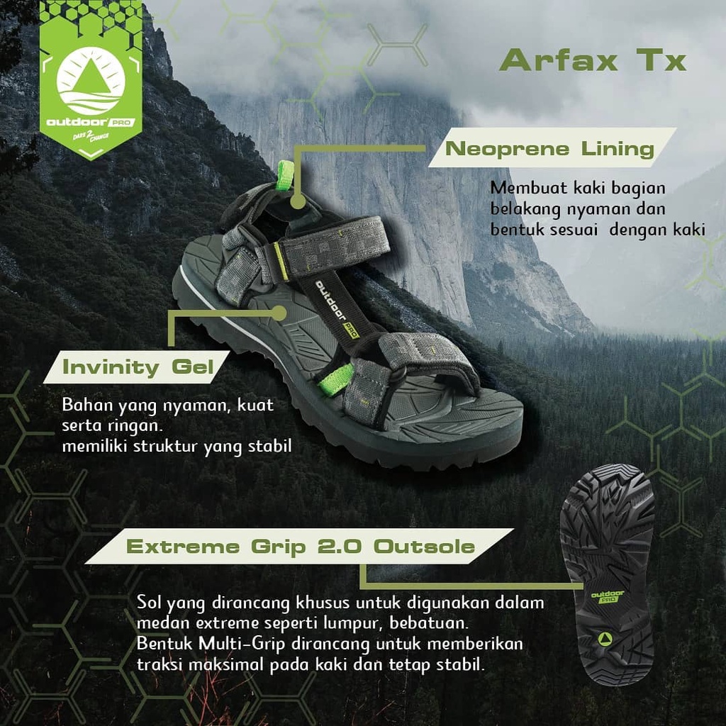 Sandal Gunung OUTDOOR PRO ARFAK TX Sendal Trail Hiking Trekking Unisex