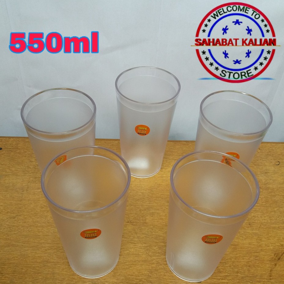 (6 PCS) GELAS PLASTIK GOLDEN DRAGON 841 550ML