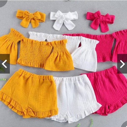 SETELAN ANAK ANAK BALITA / SET BAJU BALI ANAK CREPE ELFIS SABRINA RUFFLE / SET SABRINA CELANA RUFFLE BALITA PEREMPUAN SETELAN ANAK ELLIAS