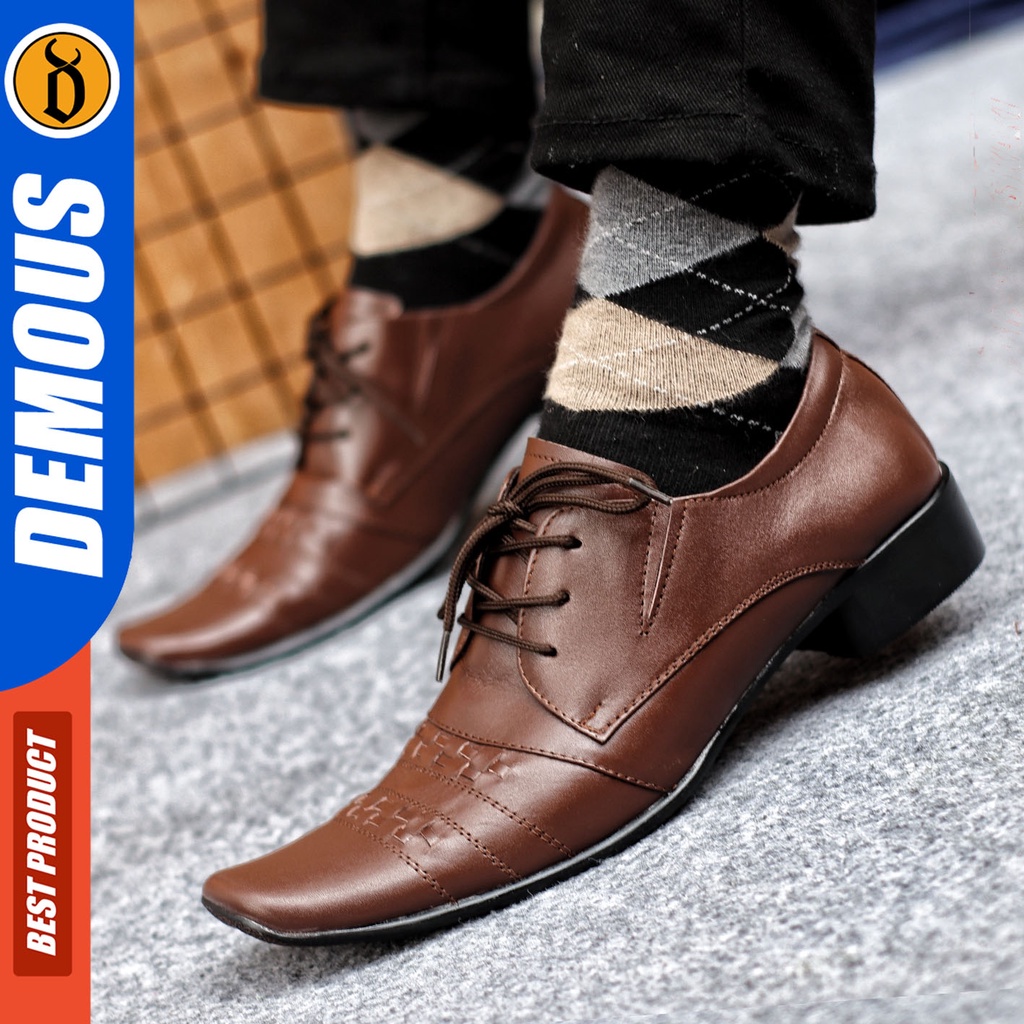 DEMOUS SUMAK - Sepatu Formal Pantofel Kerja Pria Hitam Kulit Asli