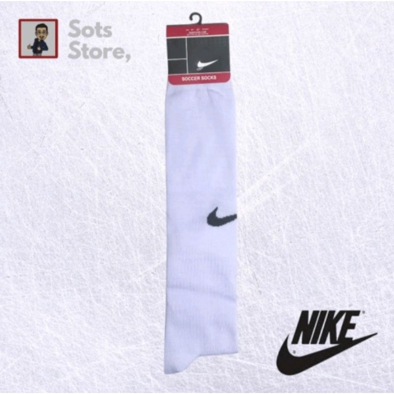 kaos kaki bola merk Nike putih polos panjang bahan tebal adem lembut dan sangat nyaman dipakai gambar real pick peking rapih