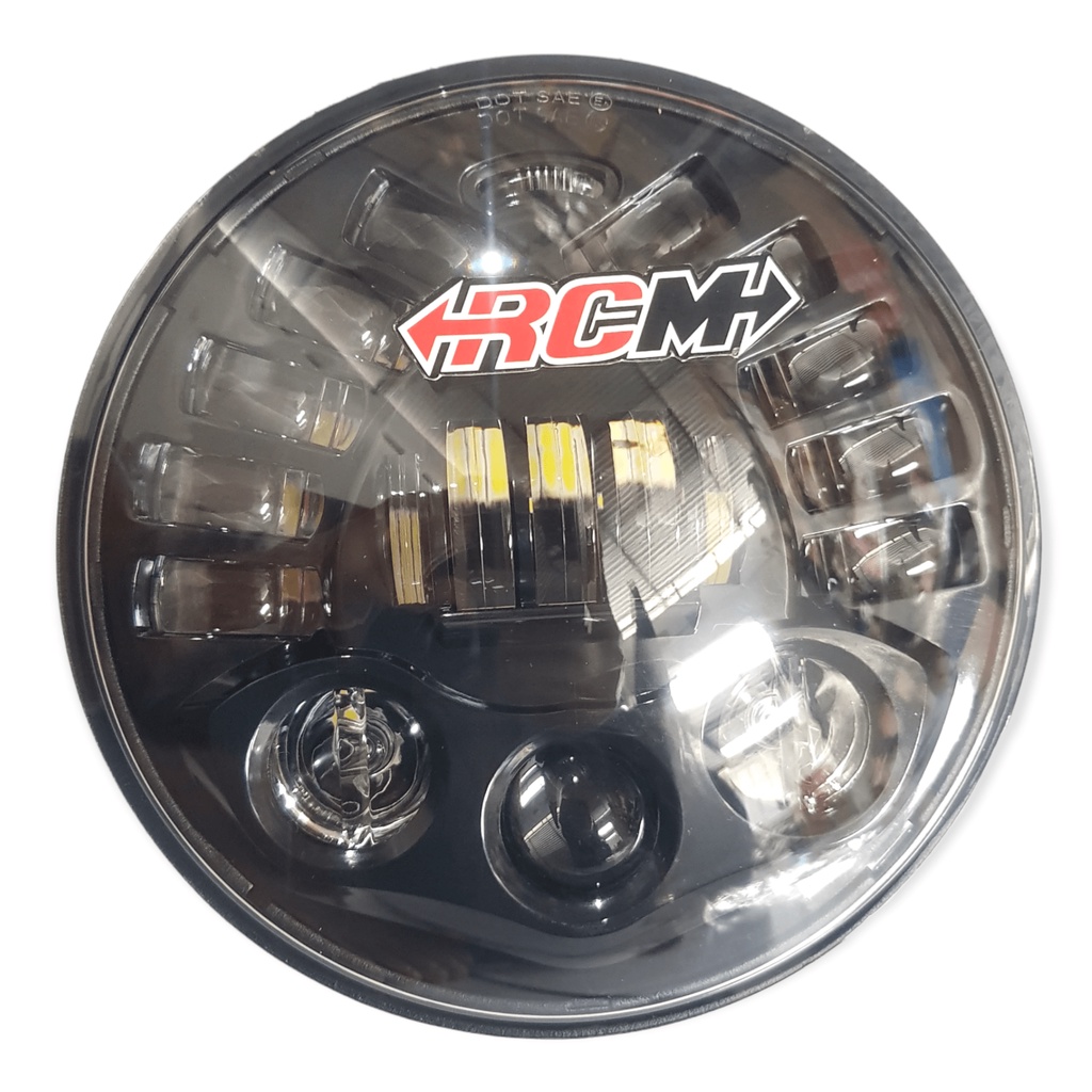 HEADLIGHT HEADLAMP HEAD LAMP REFLECTOR REFLEKTOR DEPAN UTAMA DAY MEKER DAYMAKER LED SENJA PUTIH RITING RETING SEIN KUNING UNIVERSAL 19 LED DOT SAE  PNP TIGER MEGAPRO MEGA PRO TIGER AC VIXION NINJA RX DLL 7IN 7INC 7INCH 7 IN INC INCH DUS HITAM FOX