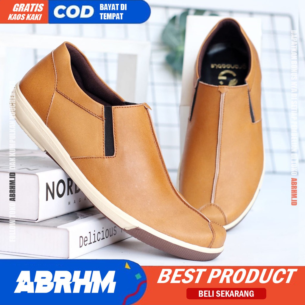 ABRHM x SANPLAT Sepatu Formal Pria Kulit Asli Sepatu Kerja Kantor Pantofel Cowok / Cowo Anti Slip Ori Sepatu Casual Kasual Pria Men Lokal Ori Original Footwear