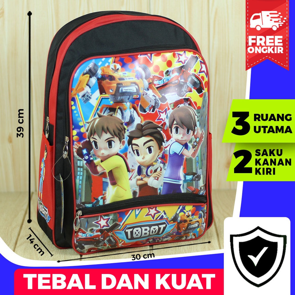 Tas Anak Tobot Warna Merah Backpack Gendong TK SD PAUD Lucu Awet Kuat Sekolah Anak Laki Laki Ransel Gambar Karakter Otobot Keren