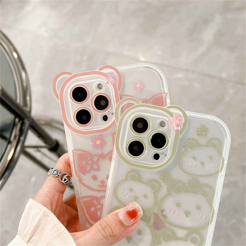 Soft Case Silikon TPU Desain Telinga Kucing Untuk iPhone 13 12 11 Pro Max X Xr Xs Max SE 2020 8 7 6 6s Plus