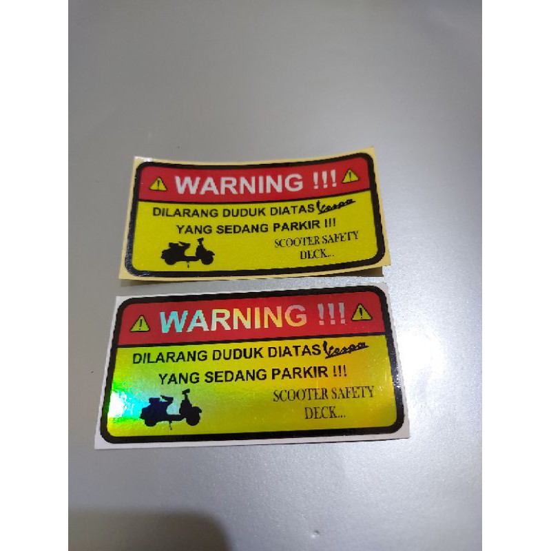 STICKER WARNING VESPA DILARANG DUDUK DIATAS VESPA PRINCUTT