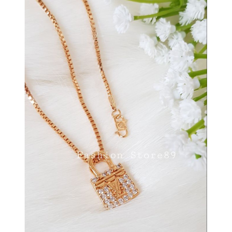 Kalung Import branded bestseller edisi terbatas perhiasan impor branded xuping lapis emas LVB