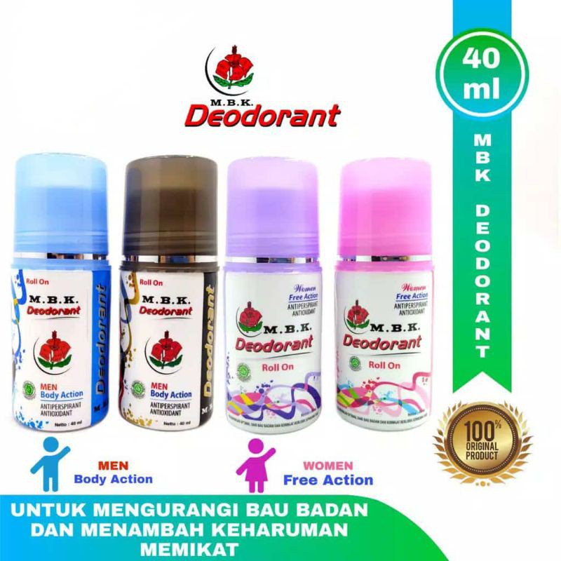 M.B.K Deodorant Roll On 40ml / Deodoran Roll On MBK / Penghilang Bau Badan