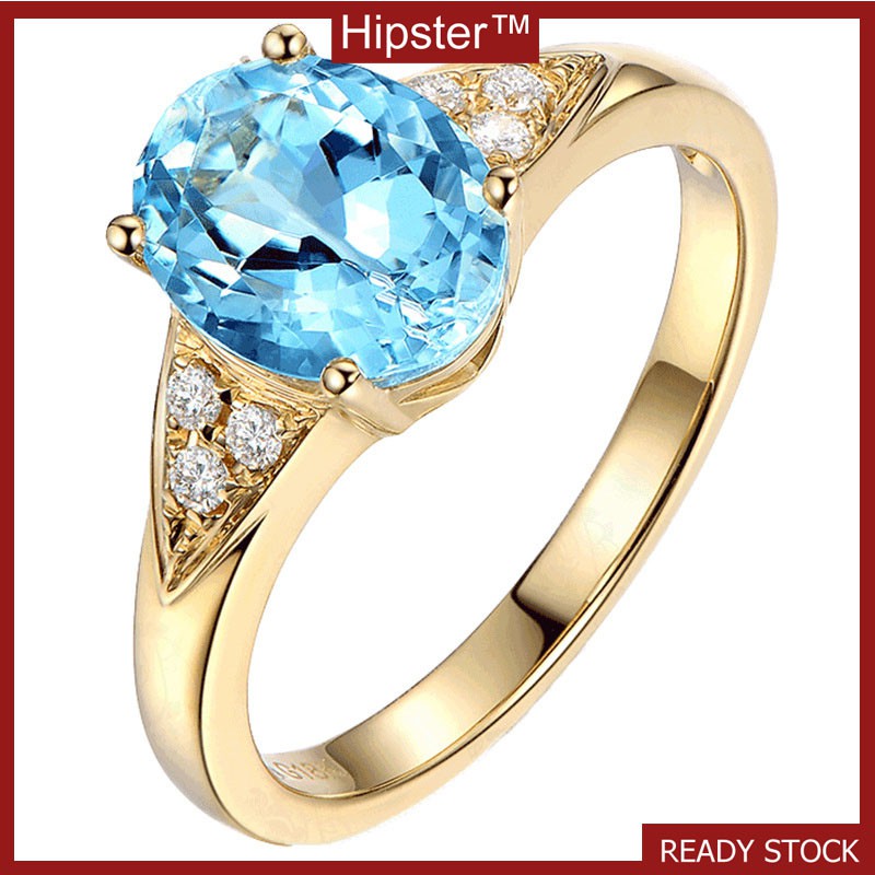 New Hot Sale Fashion Elegant Graceful Aquamarine Micro-Inlaid Zircon Adjustable Ring