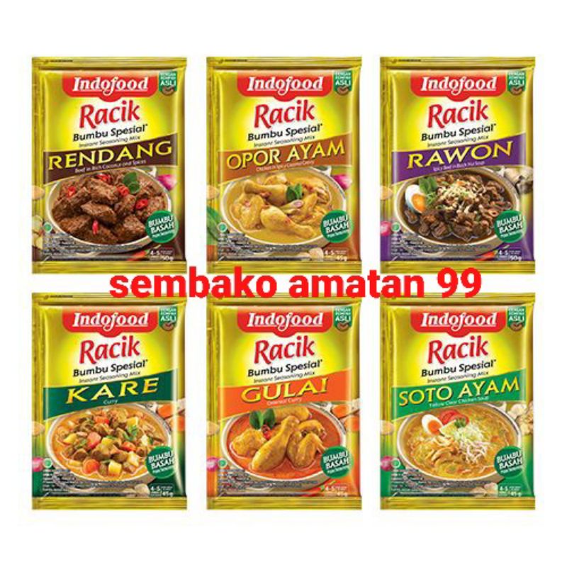 Bumbu Racik Spesial Indofood Soto Ayam Gulai Kare Opor Ayam Rendang 45 Gram