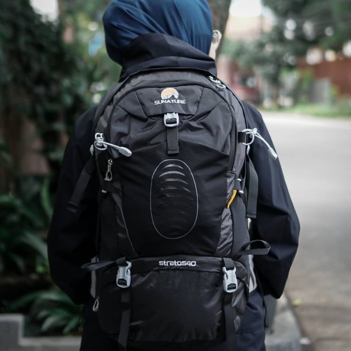 Alan - Backpack Sunature Stratos 40L Original - Tas Keril Hiking Tas Gunung - Hitam