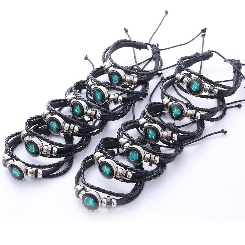 Gelang Kulit 12 Rasi Bintang Luminous Untuk Pria Dan Wanita