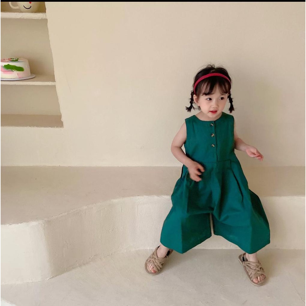 Zahra Jumpsuit Anak Perempuan Elena Bahan Katun | Pakaian Anak Kekinian Umur 1-5 Tahun
