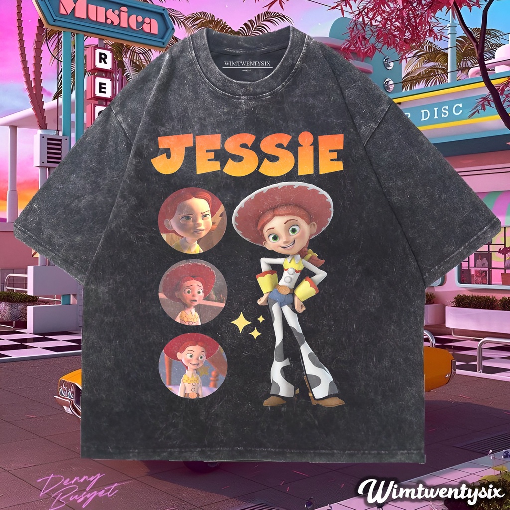 KAOS TOY STORY JESSIE THE YODELING COWGIRL WASHING VINTAGE TEE (OVERSIZE WASHED T-SHIRT)