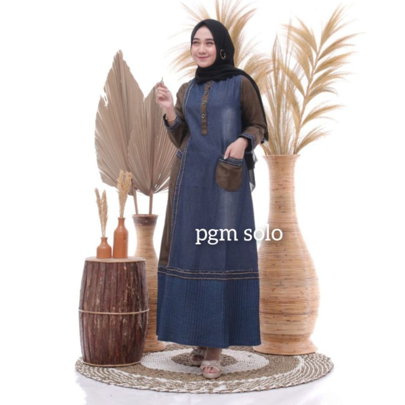 gamis jeans wanita ld 100