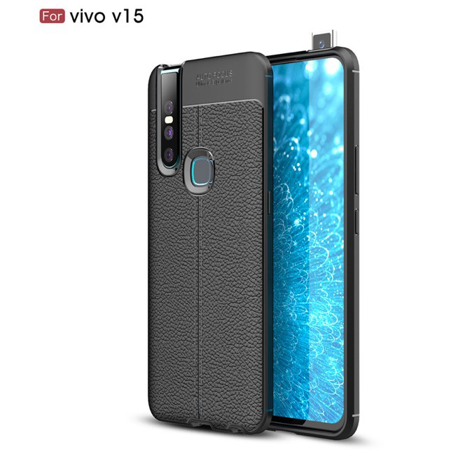 VIVO V15, V 15 FINGERPRINT LEATHER SOFT BACK COVER HARD CASING CASE