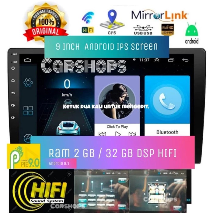Headunit Android 9 Inch Ram 2/32 GB DSP HIFI Sound Tape Mobil