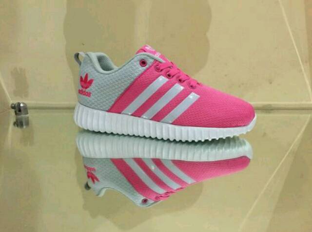 Sepatu Sport Adidas Ultra Boost Yezzy Running Pink Grey Tosca Senam Jogging keren Terbaru