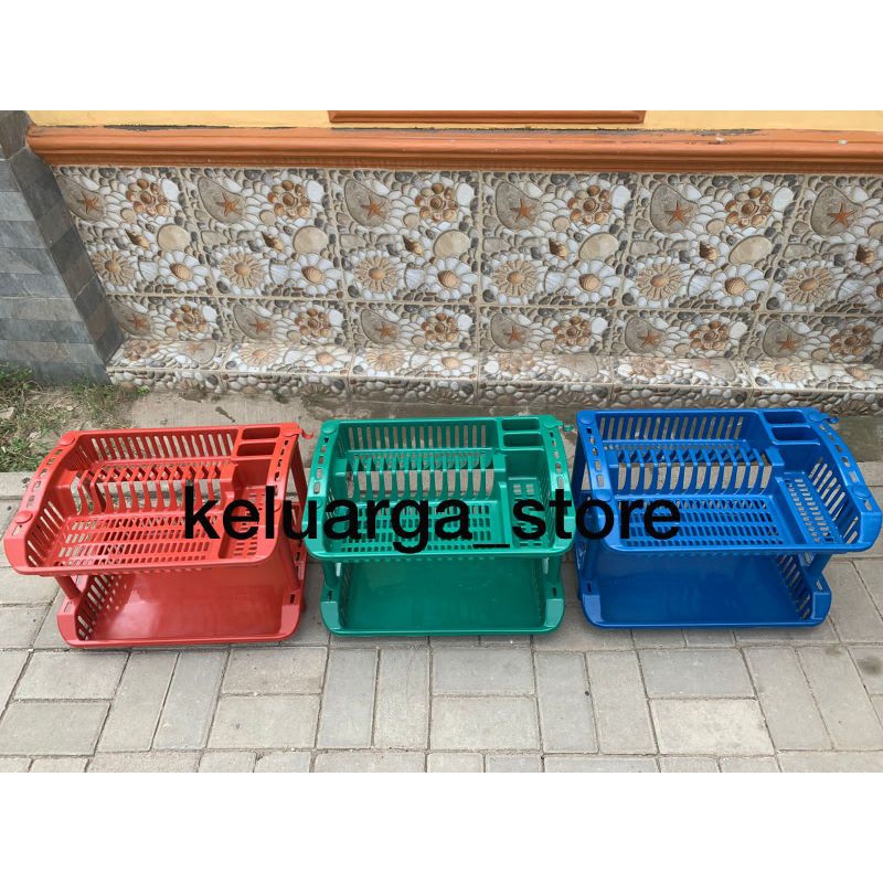 niktech rak piring susun 2 plastik + tray serbaguna nth dop