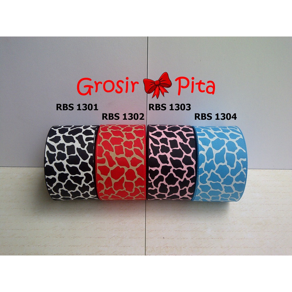 

(25 yard) Pita Grosgrain Motif Jerapah RBS 1301,1302,1303,1304 | Toko Bahan Craft | Grosir Pita