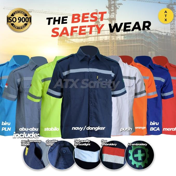 Wearpack Safety Lengan Pendek Baju Seragam Kerja Proyek Safety K3