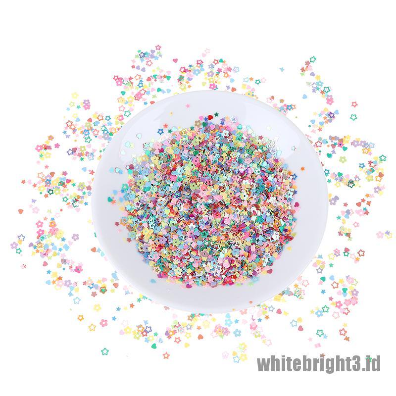 (white3) 15g Payet Glitter Bentuk Bintang / Hati Bahan Resin Untuk Dekorasi DIY