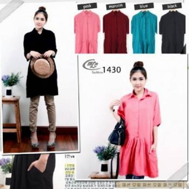 Novia pocket tunic, TUNIK POLOS CANTIK FIT L LD 95 BAHAN KATUN RAYON TERMURAH CANTIK KEKINIAN OOTD