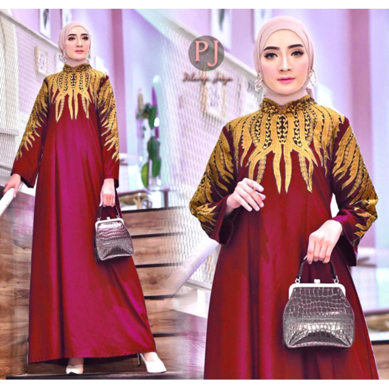 gamis Cleopatra terbaru toyobo bordir / gamis bordir modern / gamis pesta terbaru / gamis simple