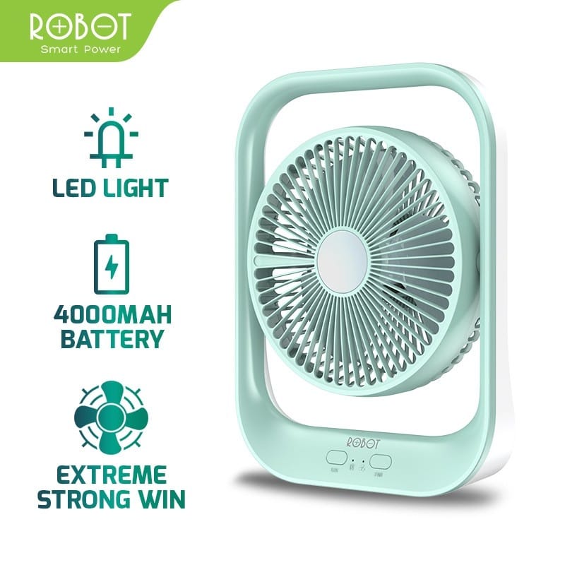 D_    Robot RT-BF13 Mini Fan Portable 7inch LED Light, 4000mAh, Rotate 300°