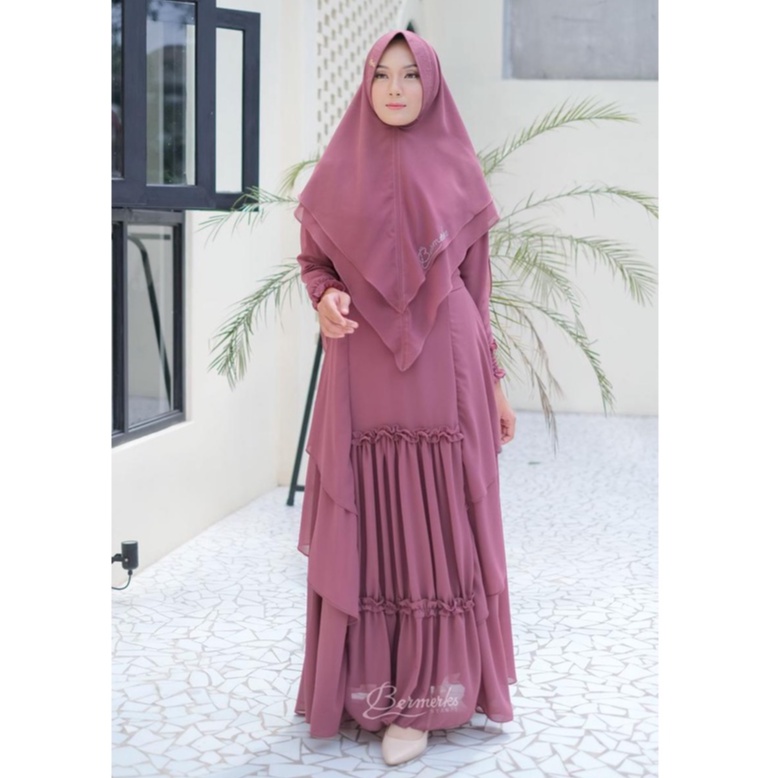 Yohana Syar'i Ori Bermerks Syar'i / Gamis Ceruty / Gamis Syari Polos / Gamis Set Khimar Original Ber