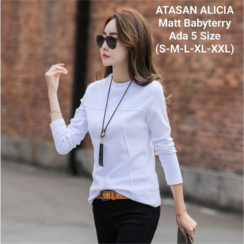 Atasan Pakaian Wanita Terbaru Import Blouse Alicia Lengan Panjang Ukuran Jumbo Model kekinian Matt Babyterry Good Quality