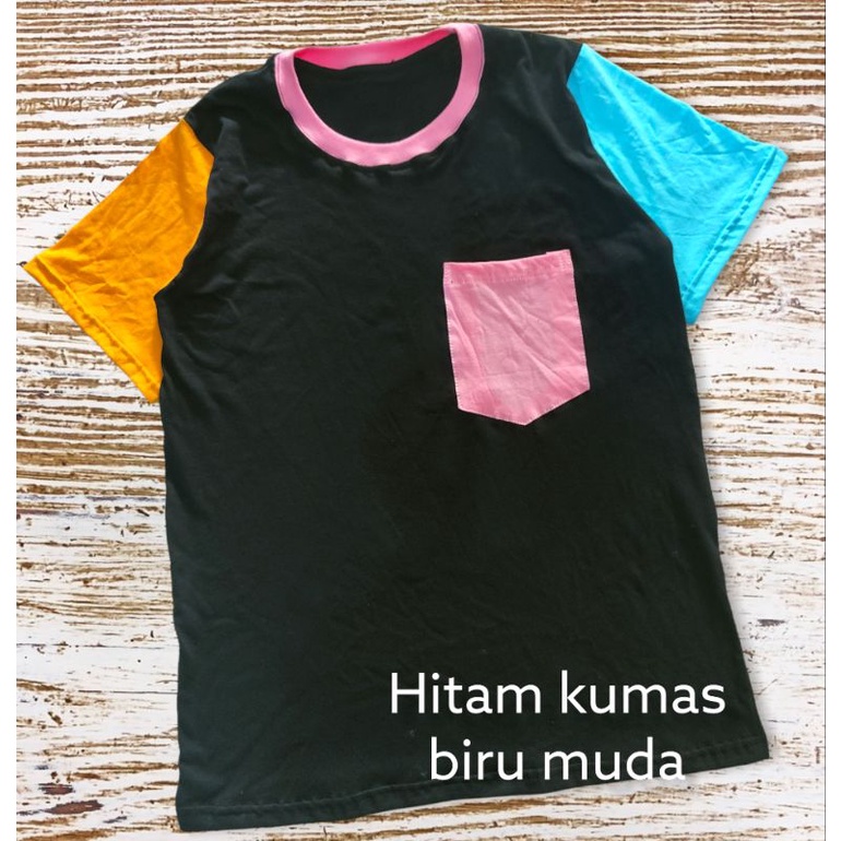 kaos oblong kombinasi polos