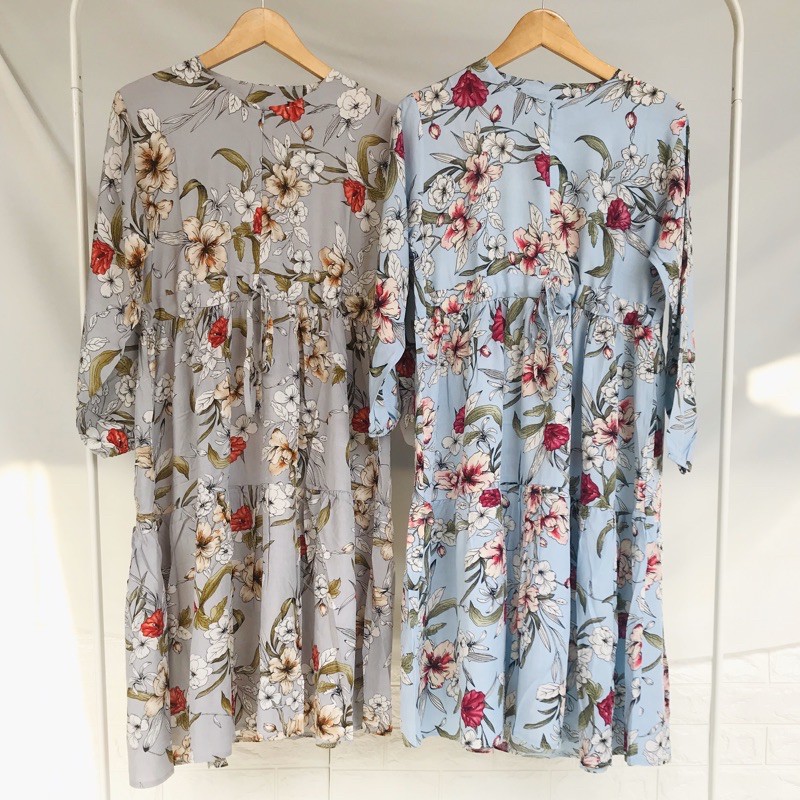 Long Tunik Busui Motif Bunga Daun