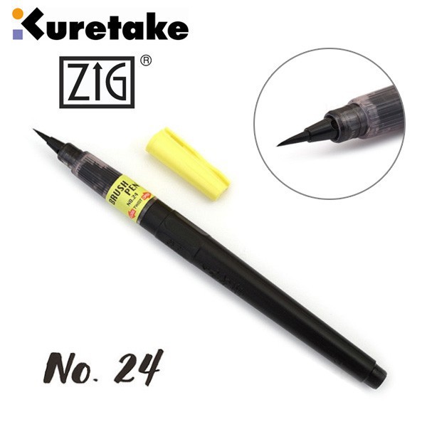 Kuretake ZIG Cartoonist Brush Pen No. 24 - Small - Black