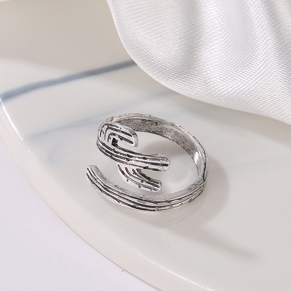 Hu Hu Hu Hu Hu Alat Bantu Pasang Kacamata♡ Cincin Wanita Model Terbuka Desain Kaktus Gaya Vintage Untuk Pesta