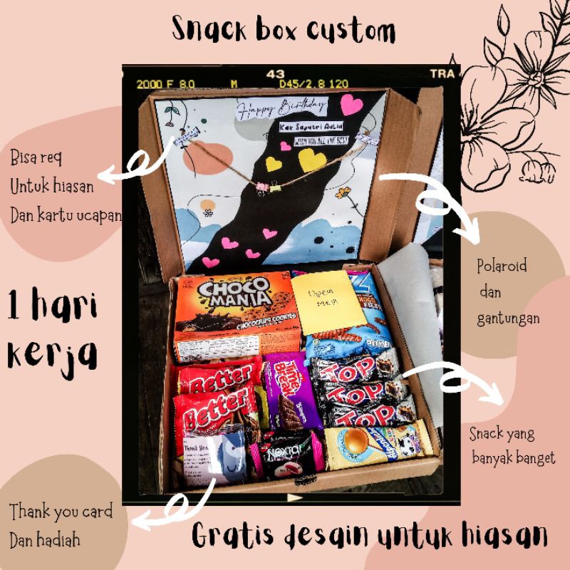 

snack box/hampers Lebaran/polaroid/Free kartu ucapan