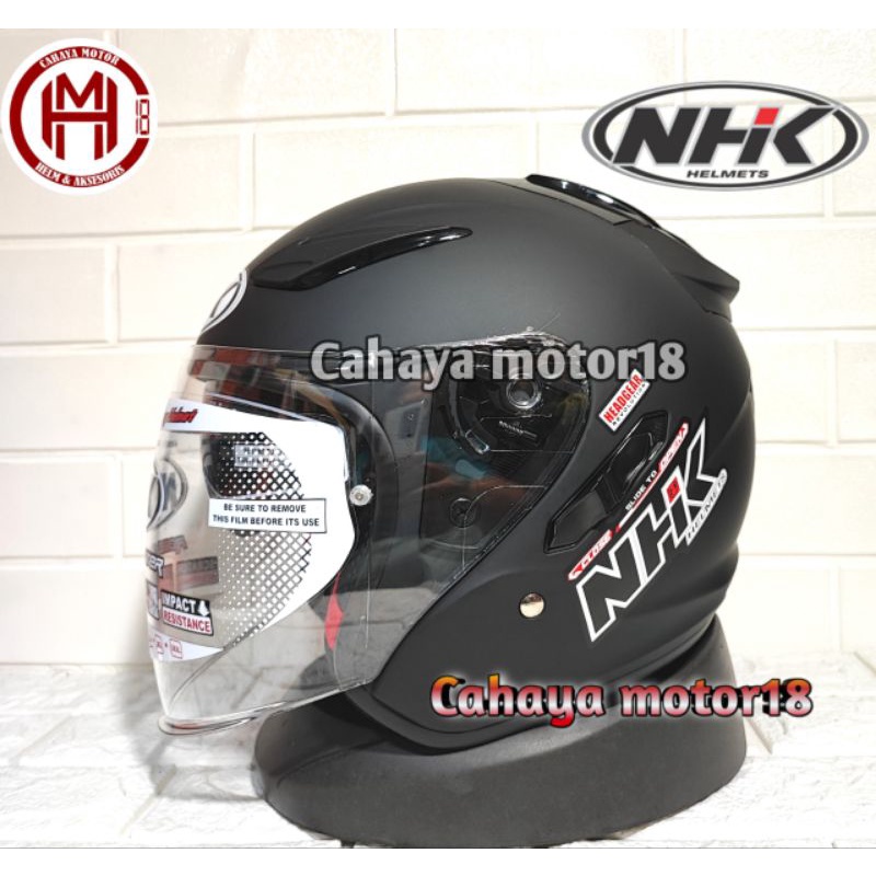 HELM NHK R1 SOLID DOUBLE VISOR|HELM NHK HALF FACE