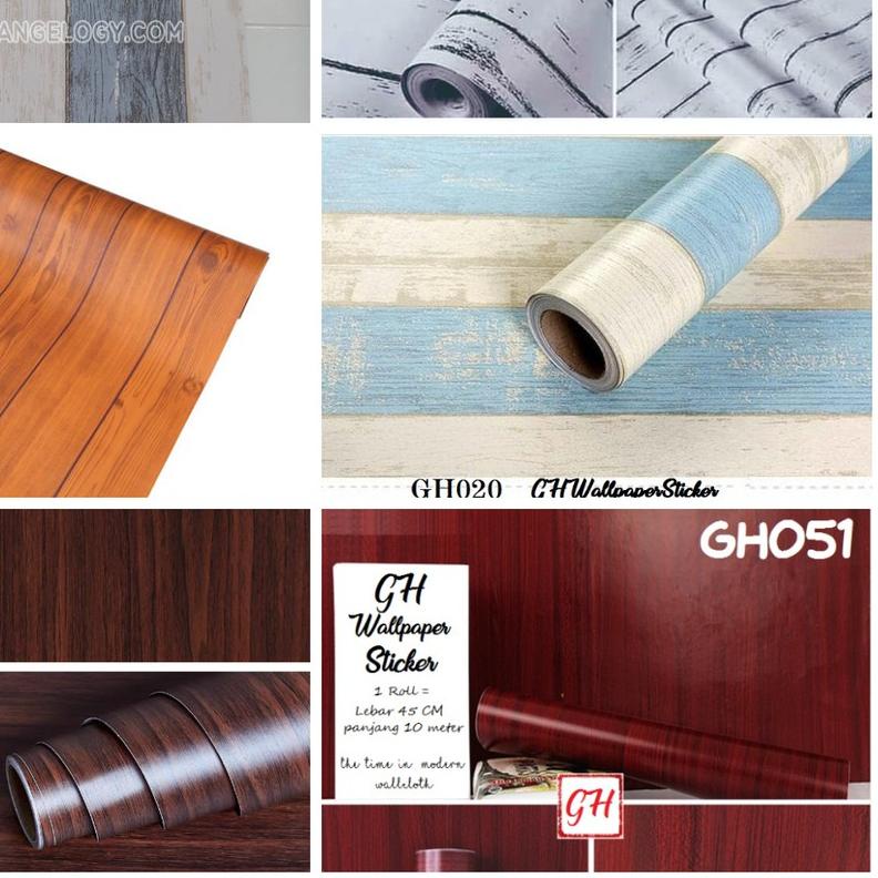 ❀  Wallpaper dinding motif papan kayu coklat nature ukuran 45cm x 10m GH161 / GH052 ✩