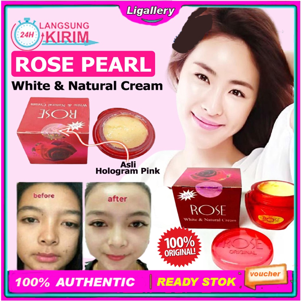 [BISA COD+Asli] 1 Pcs Cream Rose White & Natural Krim Pemutih Wajah Kulit Tampak Putih Tahan Lama