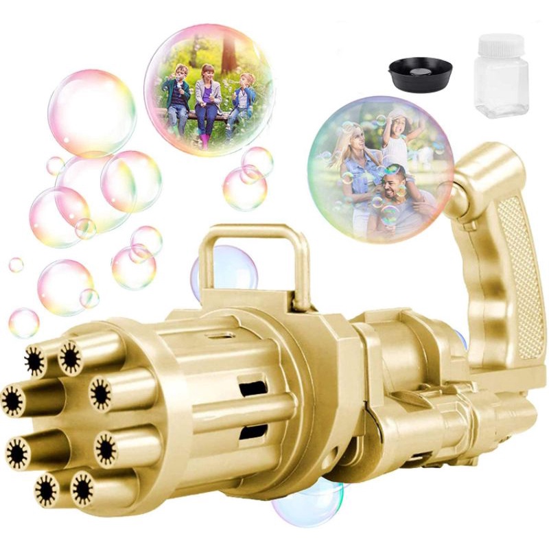 Mainan anak Pistol Gelembung / Bubble Gun elektric 8 hole + music + LED