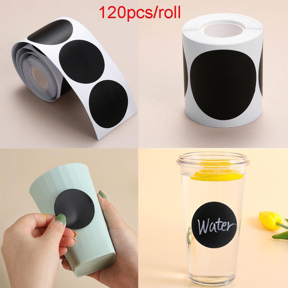 Solighter 120pcs/roll Label Bulat Stiker Dapur Selai Toples Papan Tulis Blackboard Label